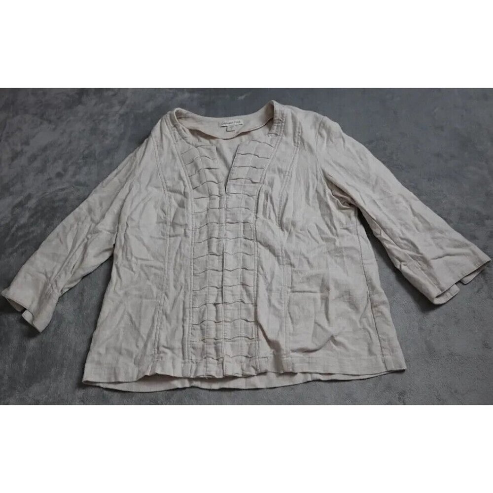 Coldwater Creek Light Beige Pleated Front Jacket